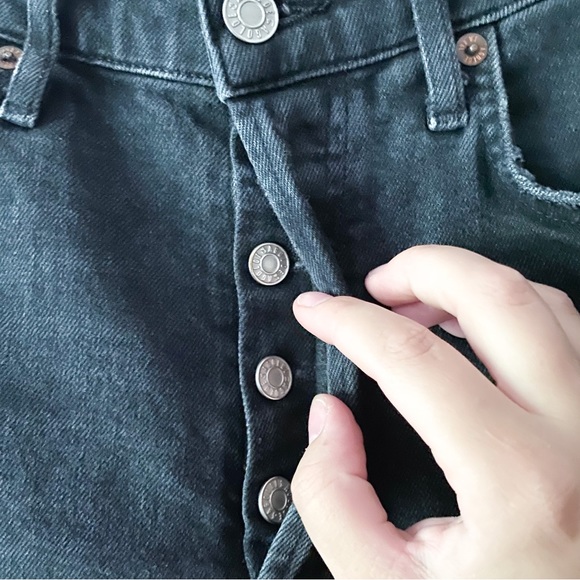 Agolde Nico High Rise Distressed Skinny Jeans In Black Cassette Size 25 - Picture 6 of 12